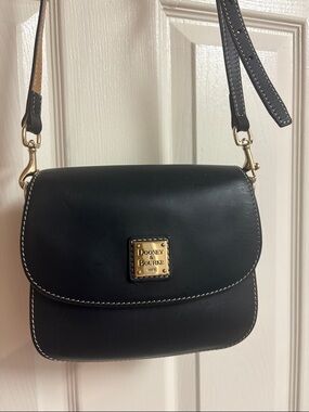 Dooney & Bourke Saffiano Black Leather Crossbody with Gold Plate